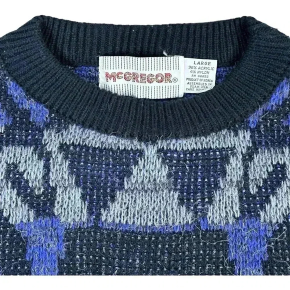 Vintage McGregor Sweater Sz Large Acrylic Geometric Abstract Mens 1980s Usa - Picture 10 of 11